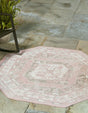 Pink 7' 10 x 7' 10 Outdoor Traditional Octagon Area Rug Weather Resistant for Patio, Deck, Terrace, Balcony, Porch Classical Design Outside Carpet for Sale at Rug Engine