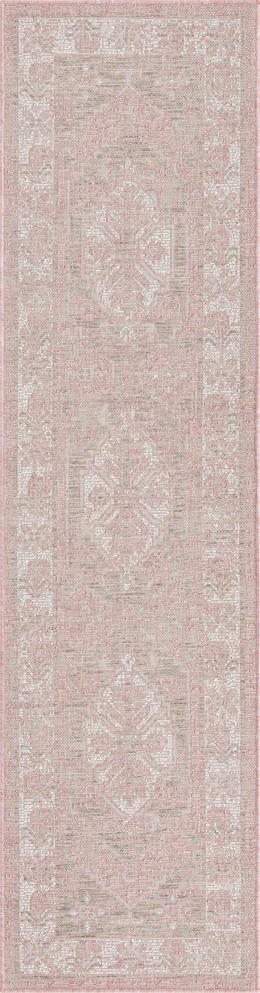 Pink 2' x 8' Outdoor Traditional Runner Area Rug Weather Resistant for Patio, Deck, Terrace, Balcony, Porch Classical Design Outside Carpet for Sale at Rug Engine