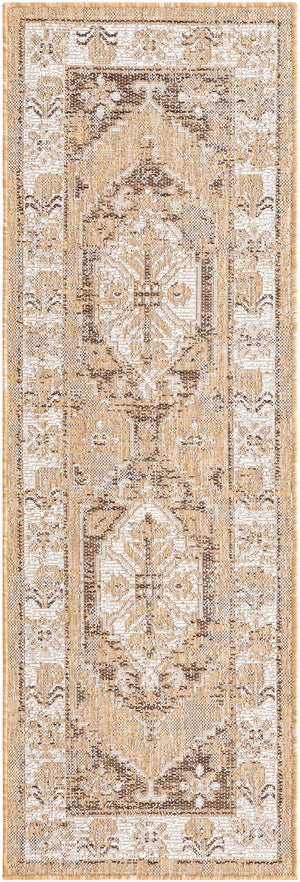Natural 2' x 6' 1 Outdoor Traditional Runner Area Rug Weather Resistant for Patio, Deck, Terrace, Balcony, Porch Classical Design Outside Carpet for Sale at Rug Engine