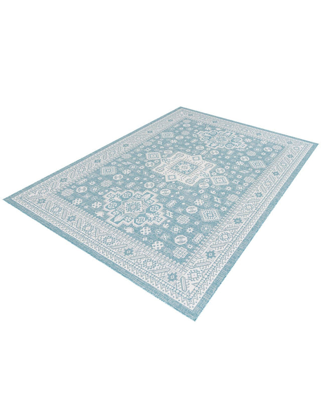 Aqua 9' x 12' Outdoor Aztec Rectangle Area Rug Weather Resistant for Patio, Deck, Terrace, Balcony, Porch 100% Polypropylene Traditional Carpet Mat for Sale at Rug Engine