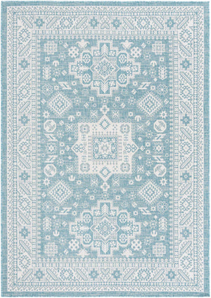 Aqua 7' 1 x 10' Outdoor Aztec Rectangle Area Rug Weather Resistant for Patio, Deck, Terrace, Balcony, Porch 100% Polypropylene Traditional Carpet Mat for Sale at Rug Engine