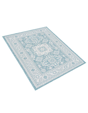 Aqua 6' 1 x 9' Outdoor Aztec Rectangle Rug