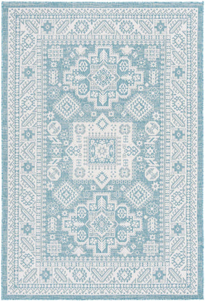 Aqua 6' 1 x 9' Outdoor Aztec Rectangle Rug