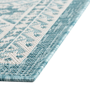 Aqua 9' x 12' Outdoor Aztec Rectangle Area Rug Weather Resistant for Patio, Deck, Terrace, Balcony, Porch 100% Polypropylene Traditional Carpet Mat for Sale at Rug Engine