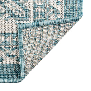 Aqua 6' 1 x 9' Outdoor Aztec Rectangle Rug