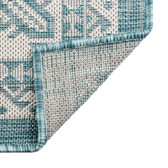 Aqua 6' 1 x 9' Outdoor Aztec Rectangle Rug