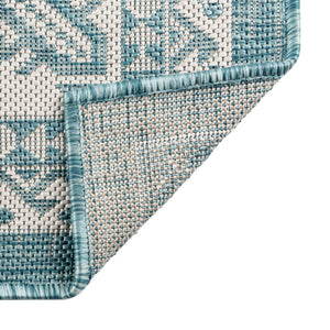 Aqua 3' 1 x 5' 3 Outdoor Aztec Rectangle Area Rug Weather Resistant for Patio, Deck, Terrace, Balcony, Porch 100% Polypropylene Traditional Carpet Mat for Sale at Rug Engine