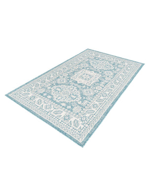 Aqua 3' 1 x 5' 3 Outdoor Aztec Rectangle Area Rug Weather Resistant for Patio, Deck, Terrace, Balcony, Porch 100% Polypropylene Traditional Carpet Mat for Sale at Rug Engine