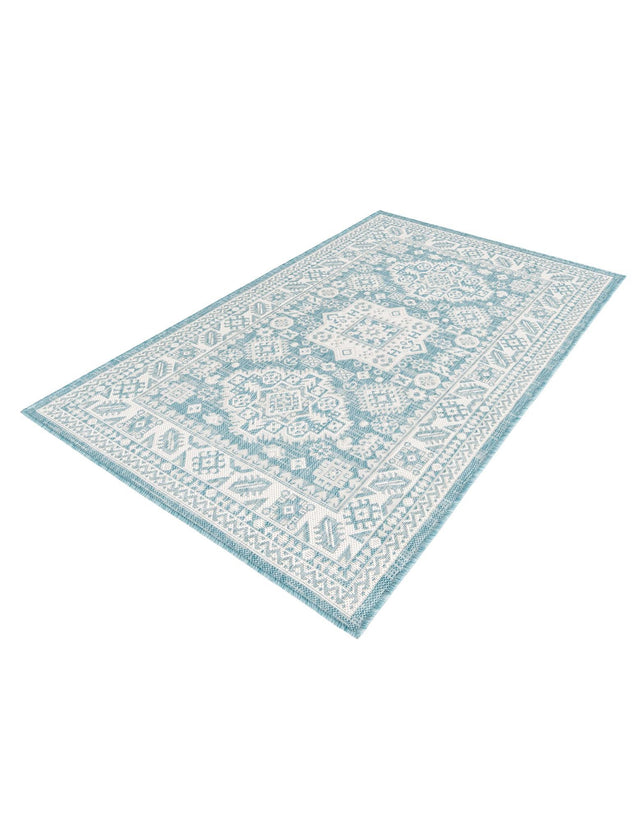 Aqua 3' 1 x 5' 3 Outdoor Aztec Rectangle Area Rug Weather Resistant for Patio, Deck, Terrace, Balcony, Porch 100% Polypropylene Traditional Carpet Mat for Sale at Rug Engine