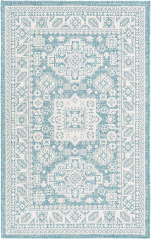 Aqua 3' 1 x 5' 3 Outdoor Aztec Rectangle Area Rug Weather Resistant for Patio, Deck, Terrace, Balcony, Porch 100% Polypropylene Traditional Carpet Mat for Sale at Rug Engine