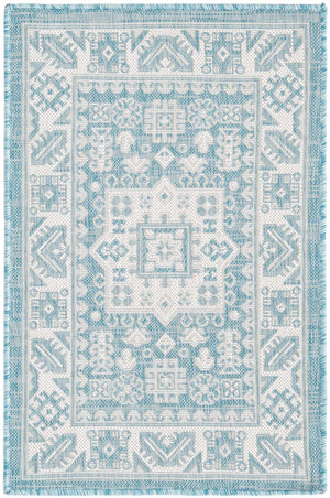 Aqua 2' x 3' 1 Outdoor Aztec Rectangle Area Rug Weather Resistant for Patio, Deck, Terrace, Balcony, Porch 100% Polypropylene Traditional Carpet Mat for Sale at Rug Engine