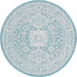 Aqua 5' 3 x 5' 3 Outdoor Aztec Round Area Rug Weather Resistant for Patio, Deck, Terrace, Balcony, Porch 100% Polypropylene Traditional Carpet Mat for Sale at Rug Engine