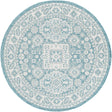 Aqua 4' 1 x 4' 1 Outdoor Aztec Round Area Rug Weather Resistant for Patio, Deck, Terrace, Balcony, Porch 100% Polypropylene Traditional Carpet Mat for Sale at Rug Engine