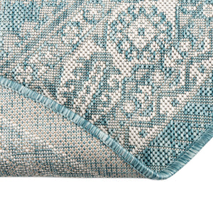 Aqua 5' 3 x 8' Outdoor Aztec Oval Area Rug Weather Resistant for Patio, Deck, Terrace, Balcony, Porch 100% Polypropylene Traditional Carpet Mat for Sale at Rug Engine