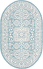 Aqua 3' 1 x 5' 3 Outdoor Aztec Oval Area Rug Weather Resistant for Patio, Deck, Terrace, Balcony, Porch 100% Polypropylene Traditional Carpet Mat for Sale at Rug Engine