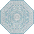 Aqua 7' 10 x 7' 10 Outdoor Aztec Octagon Area Rug Weather Resistant for Patio, Deck, Terrace, Balcony, Porch 100% Polypropylene Traditional Carpet Mat for Sale at Rug Engine