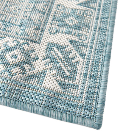 Aqua 7' 10 x 7' 10 Outdoor Aztec Octagon Area Rug Weather Resistant for Patio, Deck, Terrace, Balcony, Porch 100% Polypropylene Traditional Carpet Mat for Sale at Rug Engine