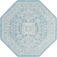Aqua 5' 3 x 5' 3 Outdoor Aztec Octagon Area Rug Weather Resistant for Patio, Deck, Terrace, Balcony, Porch 100% Polypropylene Traditional Carpet Mat for Sale at Rug Engine