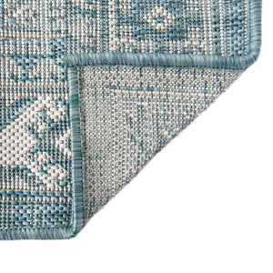 Aqua 2' 7 x 12' Outdoor Aztec Runner Area Rug Weather Resistant for Patio, Deck, Terrace, Balcony, Porch 100% Polypropylene Traditional Carpet Mat for Sale at Rug Engine