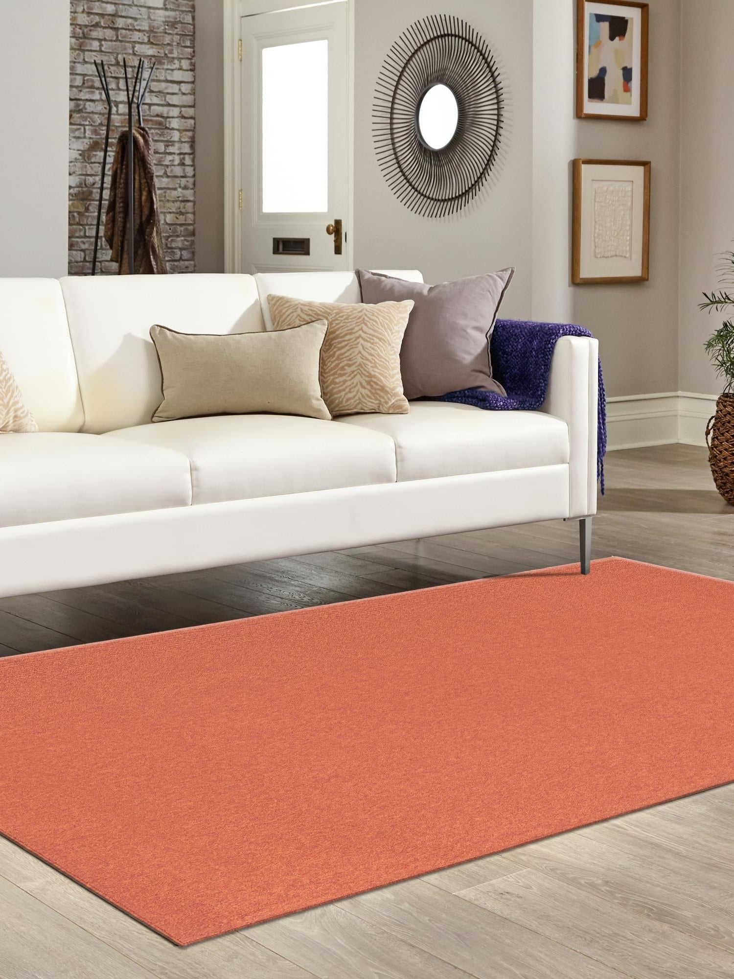 Terracotta 4' x 6' Everyday Solid Rectangle Area Rug 100% Polypropylene With Felt Backing Easy Clean Simple Carpet for Minimalist Room Decorating for Sale at Rug Engine