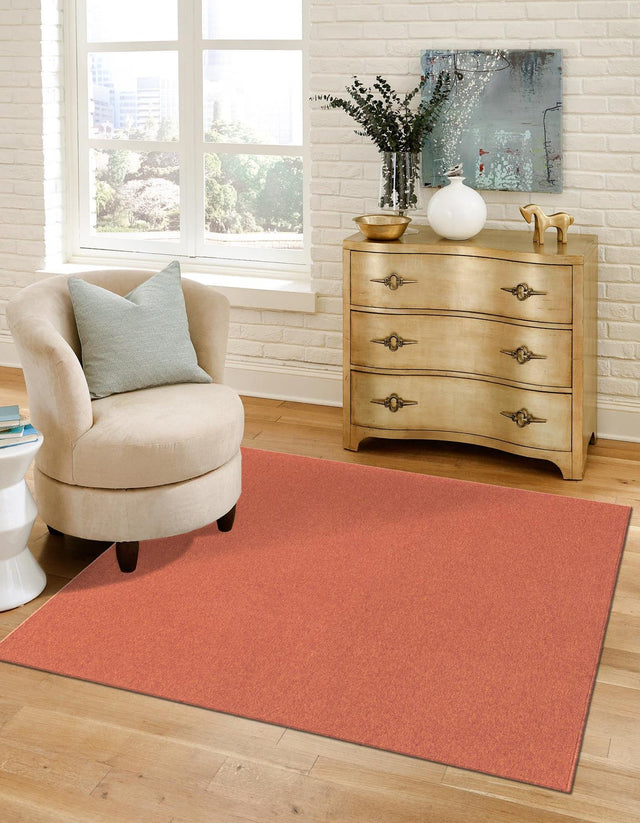 Terracotta 7' x 7' Everyday Solid Square Area Rug 100% Polypropylene With Felt Backing Easy Clean Simple Carpet for Minimalist Room Decorating for Sale at Rug Engine