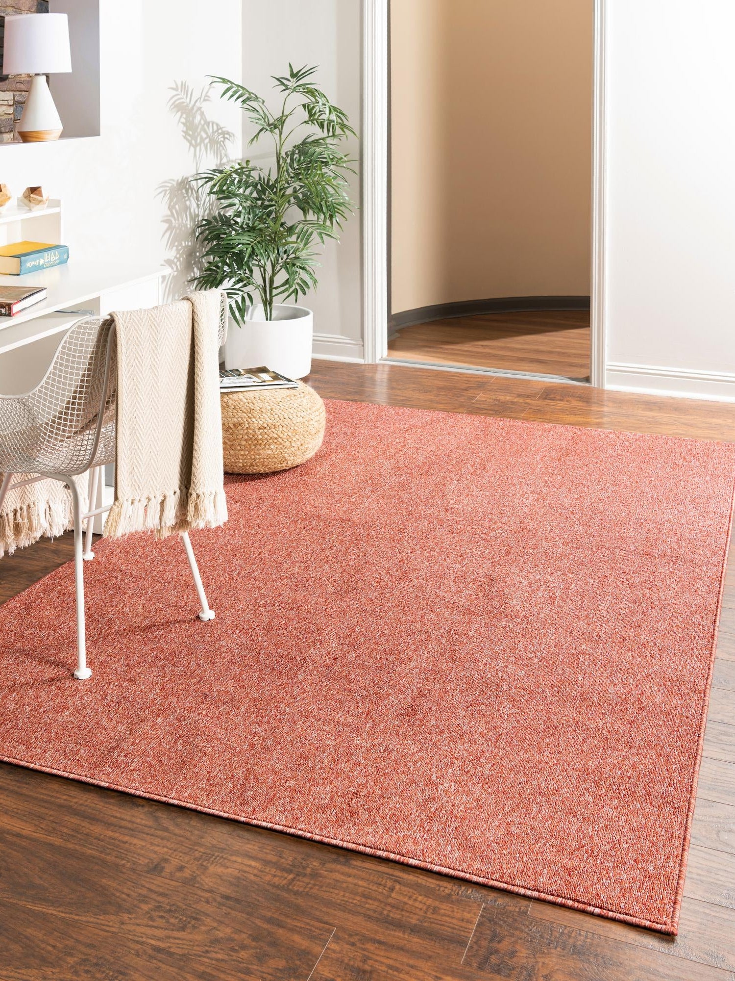 Rust Red 9' 10 x 13' 11 Everyday Solid Rectangle Area Rug 100% Polypropylene With Felt Backing Easy Clean Simple Carpet for Minimalist Room Decorating for Sale at Rug Engine