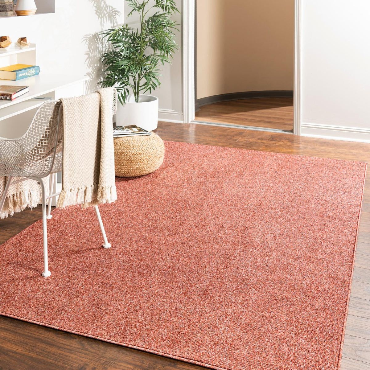 4 X 6 Rectangular Rug Rust Red 4' x 6' Everyday Solid Rectangle Area Rug 100% Polypropylene ...