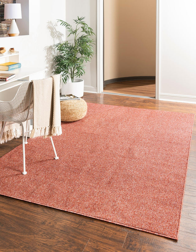 Rust Red 4' x 6' Everyday Solid Rectangle Area Rug 100% Polypropylene With Felt Backing Easy Clean Simple Carpet for Minimalist Room Decorating for Sale at Rug Engine