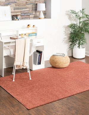 Rust Red 9' 10 x 13' 11 Everyday Solid Rectangle Area Rug 100% Polypropylene With Felt Backing Easy Clean Simple Carpet for Minimalist Room Decorating for Sale at Rug Engine
