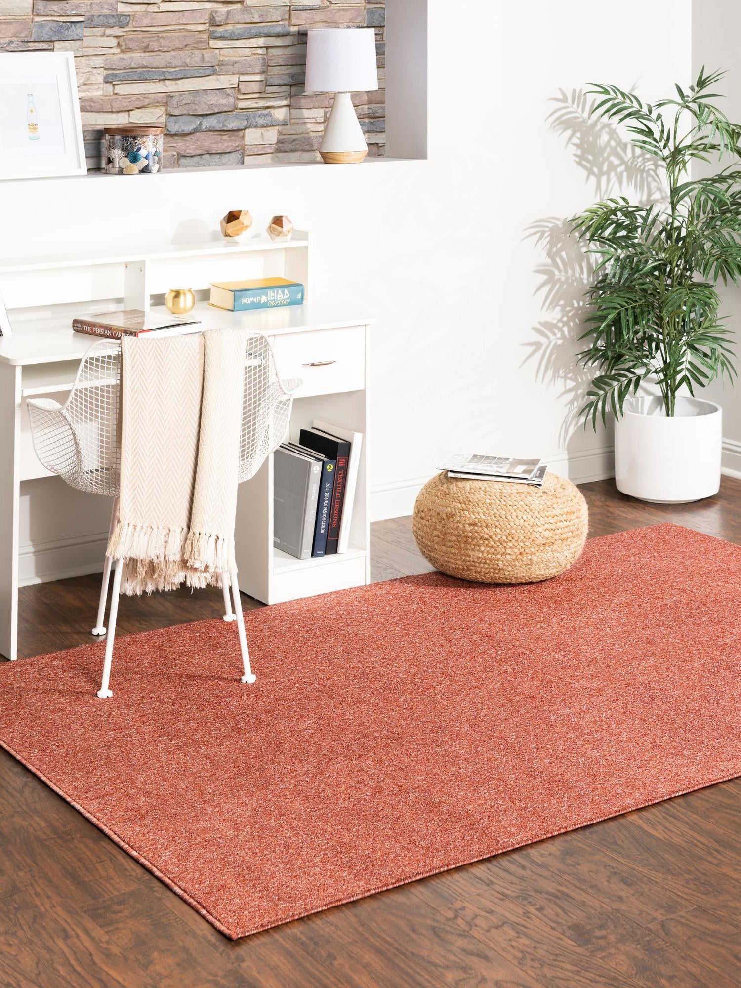 Rust Red 2' x 3' Everyday Solid Rectangle Area Rug 100% Polypropylene With Felt Backing Easy Clean Simple Carpet for Minimalist Room Decorating for Sale at Rug Engine