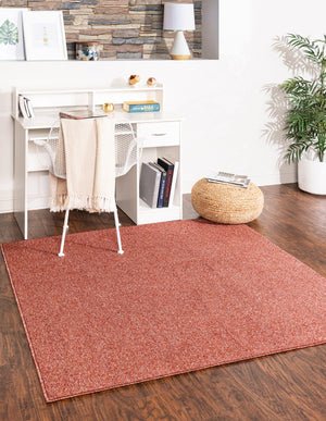 Rust Red 9' 10 x 9' 10 Everyday Solid Square Area Rug 100% Polypropylene With Felt Backing Easy Clean Simple Carpet for Minimalist Room Decorating for Sale at Rug Engine