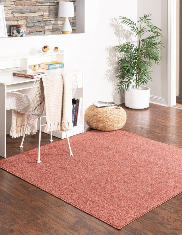 Rust Red 9' 10 x 9' 10 Everyday Solid Square Area Rug 100% Polypropylene With Felt Backing Easy Clean Simple Carpet for Minimalist Room Decorating for Sale at Rug Engine
