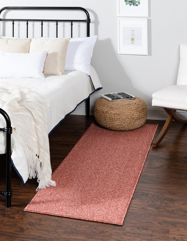 Rust Red 2' x 8' Everyday Solid Runner Area Rug 100% Polypropylene With Felt Backing Easy Clean Simple Carpet for Minimalist Room Decorating for Sale at Rug Engine