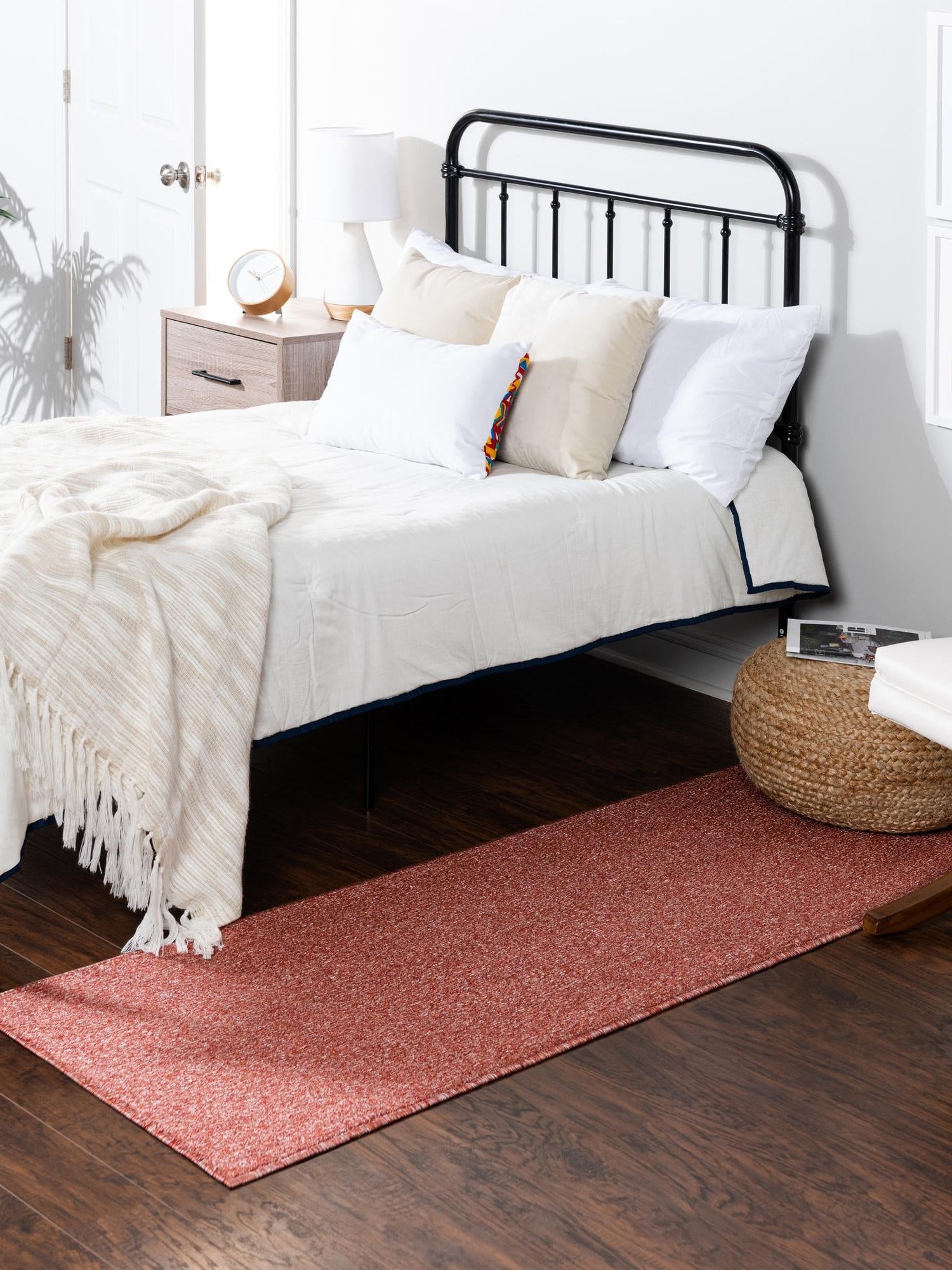 Rust Red 2' 6 x 16' 5 Everyday Solid Runner Area Rug 100% Polypropylene With Felt Backing Easy Clean Simple Carpet for Minimalist Room Decorating for Sale at Rug Engine
