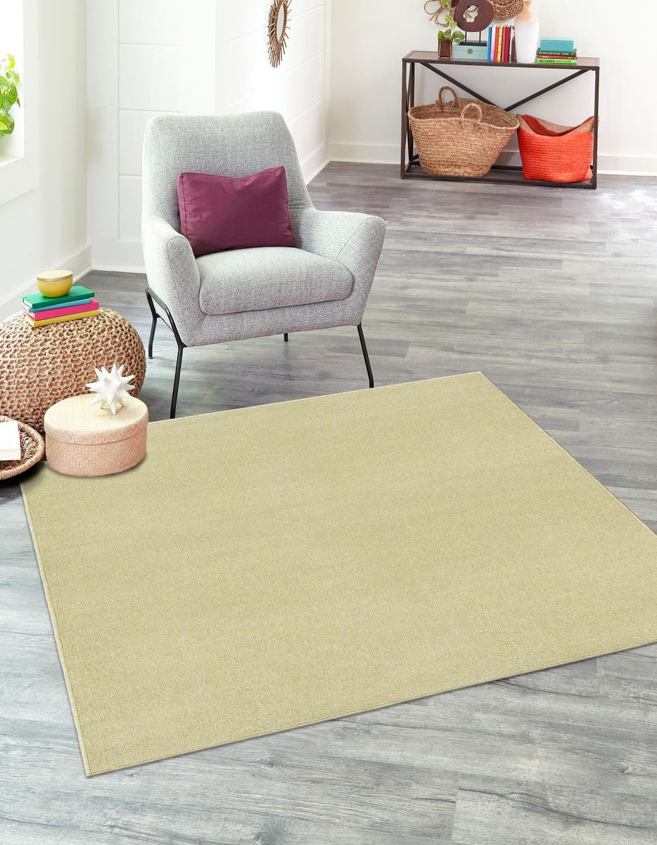 Pastel Square Rug Pastel Green 7' x 7' Everyday Solid Square Area Rug 100% Polypropylene ...
