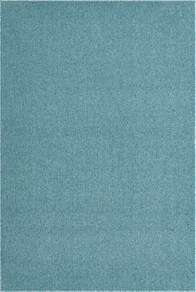 Aquamarine Blue 4' 1 x 6' 1 Everyday Solid Rectangle Area Rug 100% Polypropylene With Felt Backing Easy Clean Simple Carpet for Minimalist Room Decorating for Sale at Rug Engine