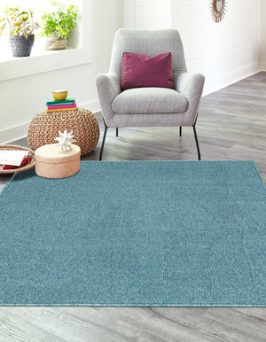 Aquamarine Blue 5' 3 x 5' 3 Everyday Solid Square Area Rug 100% Polypropylene With Felt Backing Easy Clean Simple Carpet for Minimalist Room Decorating for Sale at Rug Engine