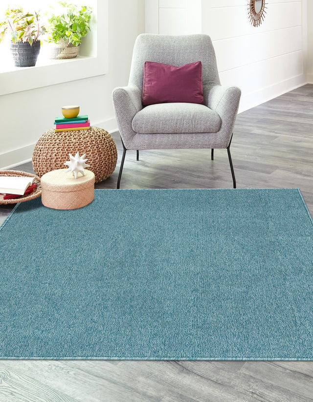 Aquamarine Blue 3' 3 x 3' 3 Everyday Solid Square Area Rug 100% Polypropylene With Felt Backing Easy Clean Simple Carpet for Minimalist Room Decorating for Sale at Rug Engine
