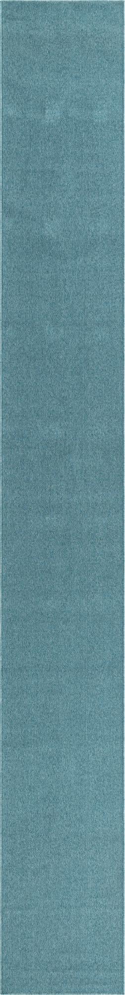Aquamarine Blue 2' 6 x 16' 5 Everyday Solid Runner Area Rug 100% Polypropylene With Felt Backing Easy Clean Simple Carpet for Minimalist Room Decorating for Sale at Rug Engine