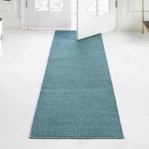 Aquamarine Blue 2' 6 x 16' 5 Everyday Solid Runner Area Rug 100% Polypropylene With Felt Backing Easy Clean Simple Carpet for Minimalist Room Decorating for Sale at Rug Engine