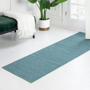 Aquamarine Blue 2' 6 x 16' 5 Everyday Solid Runner Area Rug 100% Polypropylene With Felt Backing Easy Clean Simple Carpet for Minimalist Room Decorating for Sale at Rug Engine