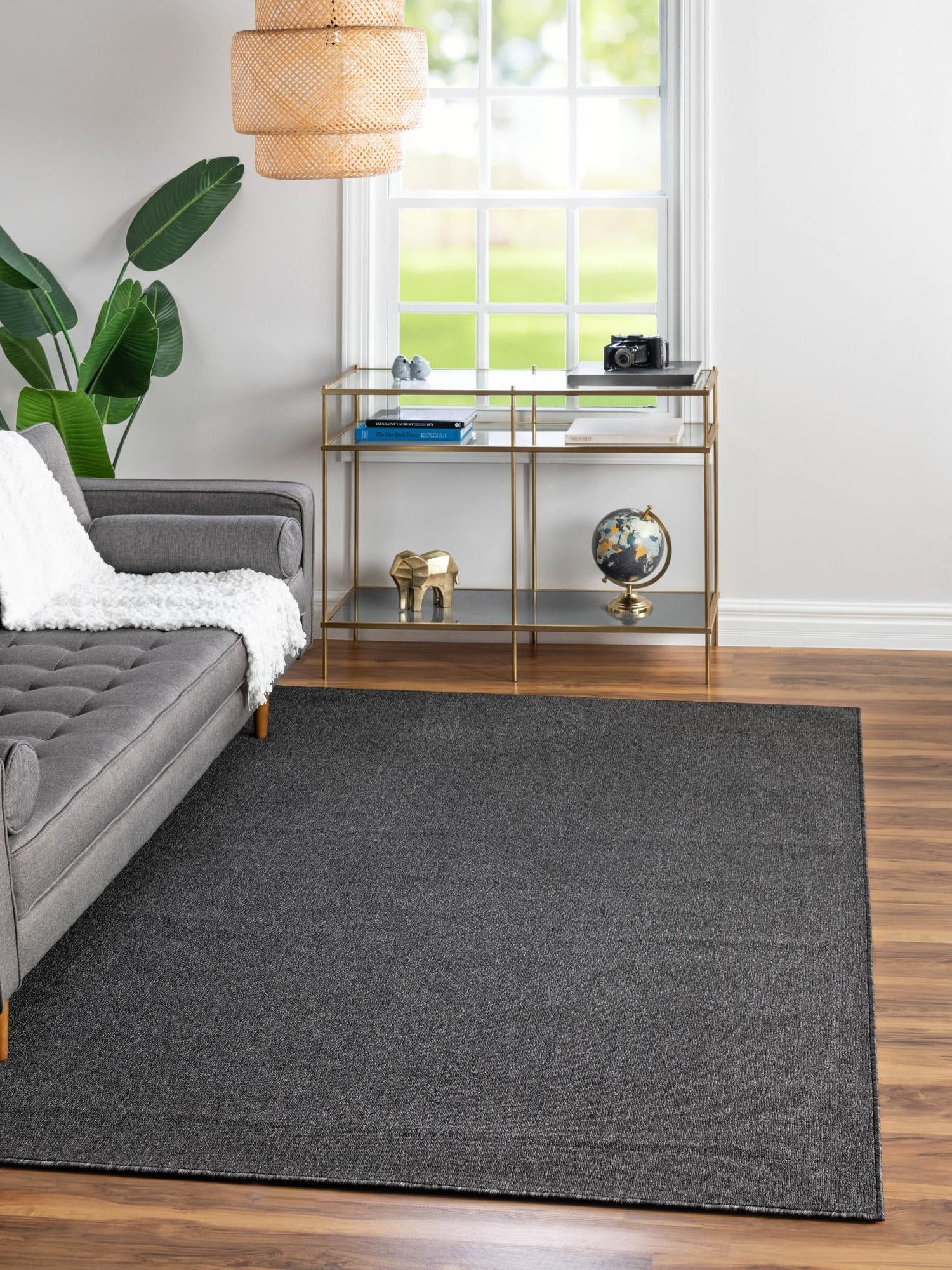 Charcoal 2' 2 x 3' 1 Everyday Solid Rectangle Area Rug 100% Polypropylene With Felt Backing Easy Clean Simple Carpet for Minimalist Room Decorating for Sale at Rug Engine