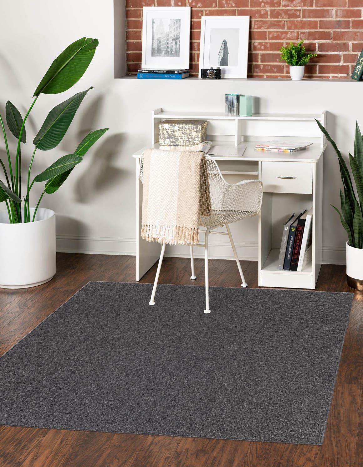 Charcoal 3' 3 x 3' 3 Everyday Solid Square Area Rug 100% Polypropylene With Felt Backing Easy Clean Simple Carpet for Minimalist Room Decorating for Sale at Rug Engine