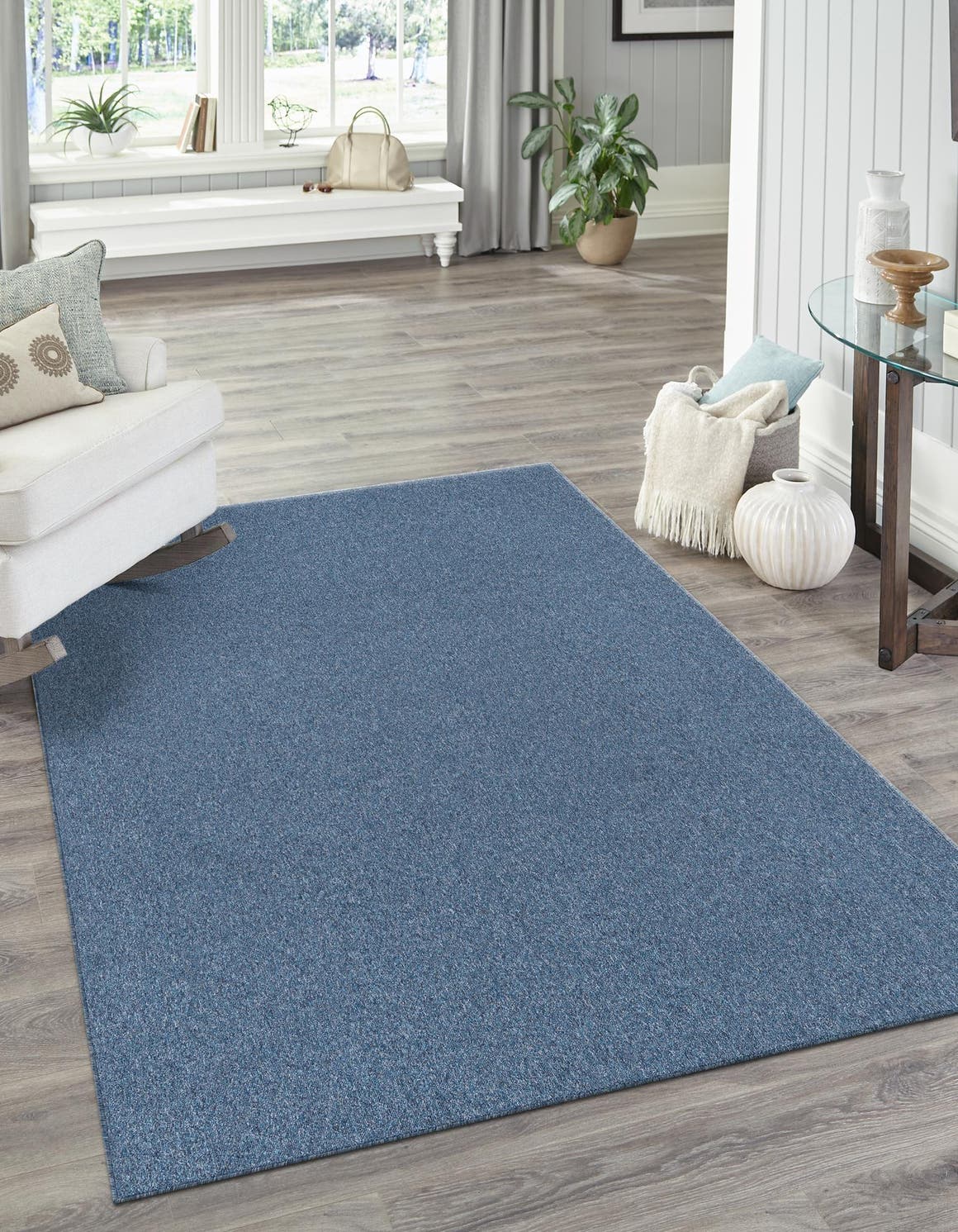 Azure Blue 2' 2 x 3' 1 Everyday Solid Rectangle Area Rug 100% Polypropylene With Felt Backing Easy Clean Simple Carpet for Minimalist Room Decorating for Sale at Rug Engine