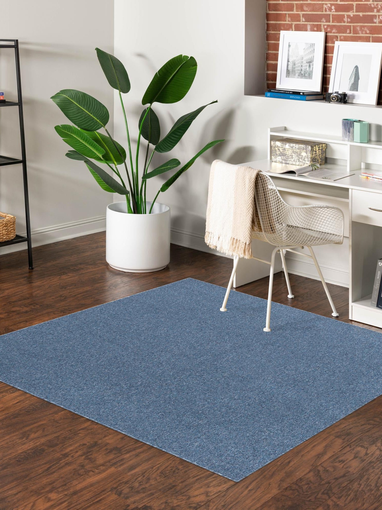 Azure Blue 3' 3 x 3' 3 Everyday Solid Square Area Rug 100% Polypropylene With Felt Backing Easy Clean Simple Carpet for Minimalist Room Decorating for Sale at Rug Engine