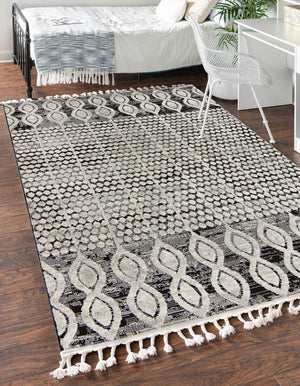 Charcoal 4' x 6' Cherokee Rectangle Area Rug 100% Polypropylene With Cotton Backing Modern Geometric Carpet for Home Decor Interior Design Rooms for Sale at Rug Engine