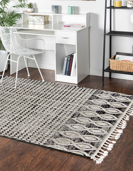 Charcoal 4' x 6' Cherokee Rectangle Area Rug 100% Polypropylene With Cotton Backing Modern Geometric Carpet for Home Decor Interior Design Rooms for Sale at Rug Engine