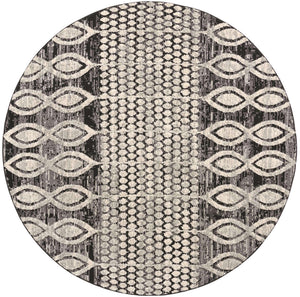 Charcoal 7' x 7' Cherokee Round Area Rug 100% Polypropylene With Cotton Backing Modern Geometric Carpet for Home Decor Interior Design Rooms for Sale at Rug Engine