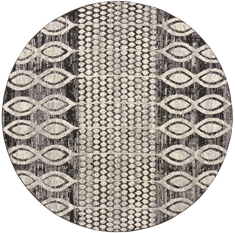 Charcoal 7' x 7' Cherokee Round Area Rug 100% Polypropylene With Cotton Backing Modern Geometric Carpet for Home Decor Interior Design Rooms for Sale at Rug Engine