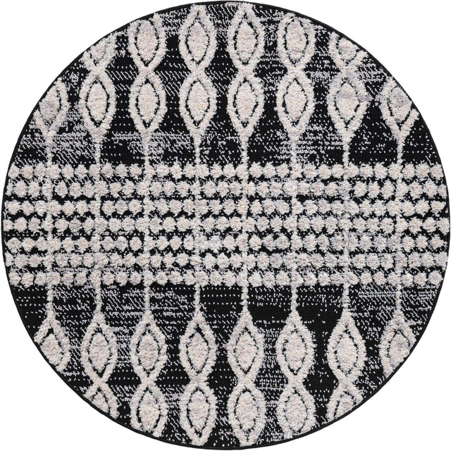 Charcoal 4' x 4' Cherokee Round Area Rug 100% Polypropylene With Cotton Backing Modern Geometric Carpet for Home Decor Interior Design Rooms for Sale at Rug Engine